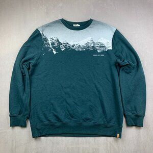 Tentree Men Sweater XL Green Moraine Lake Canada Crewneck Organic Cotton Outdoor